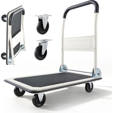 Chariot de transport pliable, capacité 150 kg, diable plateforme rabattable avec roues pivotantes, charriot roulant pour déménagement, poignée pliante gain de place, rangement facile, 735 x 480 x 825 (1/5)