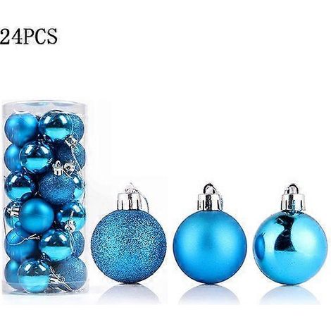 24 boules de Noël bleues lac de 3 cm, idéales pour décorer votre sapin et votre maison. Décorations de Noël et du Nouvel An. (1/5)