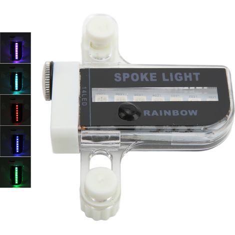 Wasserdichte, doppelseitige LED-Fahrradspeichenleuchte mit 14 farbigen LEDs und Speichenbeleuchtung für Nachtfahrten (1/5)