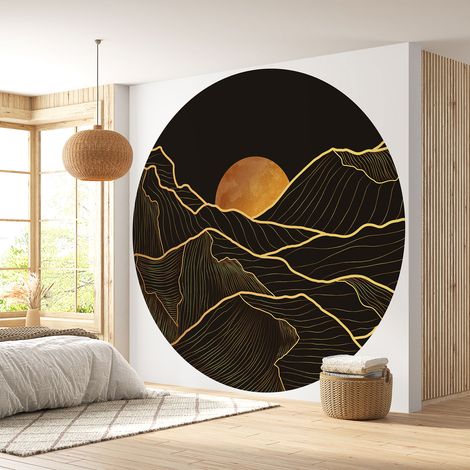 Papier peint rond / cercle - Paysage Abstrait - Diamètre 50 cm (1/4)
