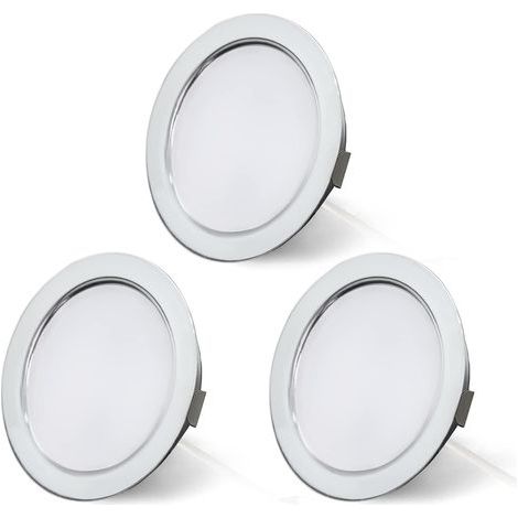 12-V-LED-Einbaustrahler, dimmbar, 3,5 W, 3000 K warmweiß, 300 lm, extra flach, für Möbel, Wohnmobil, Wohnwagen, Boot, Wohnzimmer, 3er-Pack (1/5)