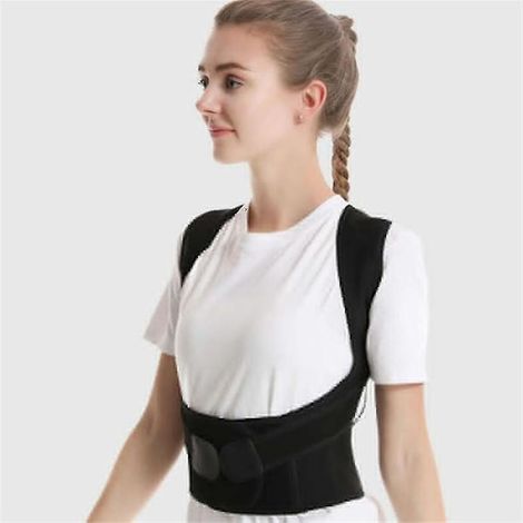 Haltungsstützgürtel, Schulterstütze, Haltungskorrektor, Rückenschmerzlinderung, Lendenwirbelstütze, für Damen und Herren, schwarz, Größe M (40–50 kg), blau (1/5)