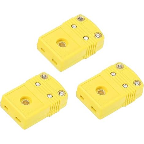K Type Thermocouple Fil Connecteurs Femelle Prise Adaptateur Température 220°C(428°F) pour Thermocouple Capteur Sonde Jaune 3pcs (1/5)