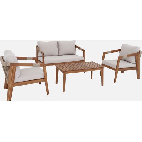 Conjunto de jardín de acacia con cuerdas, 4 plazas (1/5)