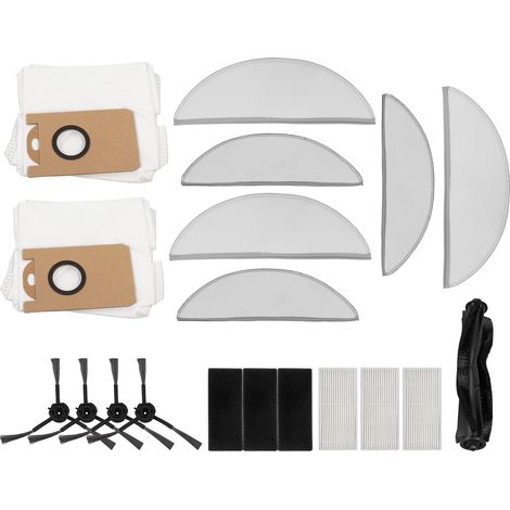 Kit de accesorios para robot aspirador, alta absorción, 1 cepillo principal, 2 bolsas, 3 filtros, 6 paños, 4 cepillos laterales
