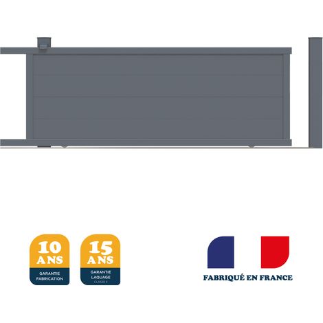 Portail coulissant prêt à poser MARYN Gris 7016 L356 cm X 135cm en aluminium BELTY (1/4)