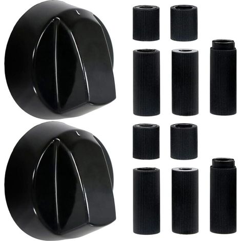Lot de 2 Bouton Plaque de Cuisson,Bouton Gaziniere,pour Presque Toutes les Plaques de CuissonBouton Cuisiniere Universel, four Cuisinière à Gaz,Avec 10 Adaptateurs (1/4)