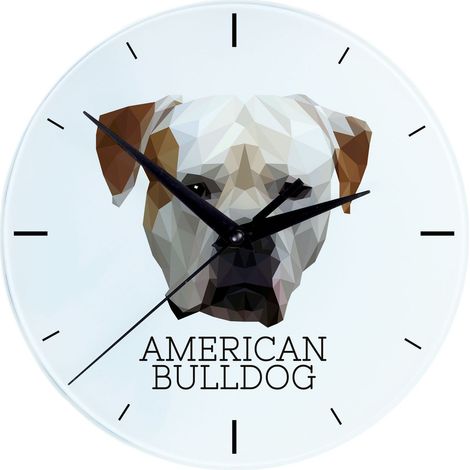 Bulldog americano: reloj de pared geométrico con foto e inscripción de Art-Dog (1/4)