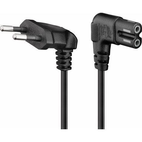 GOOBAY Euro-Netzkabel mit Doppelnutkupplung, schwarz, 2m, 90°, geeignet für SONOS PLAY 1 und 5