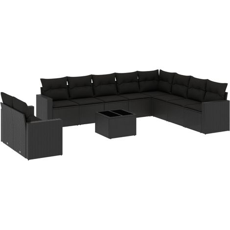 Maison Exclusive - Set de sofás de jardín 11 pzas y cojines ratán (1/5)