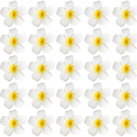 25 fermagli per capelli a forma di frangipani, fermagli per capelli a forma di frangipani, fermagli floreali hawaiani per feste. (1/5)