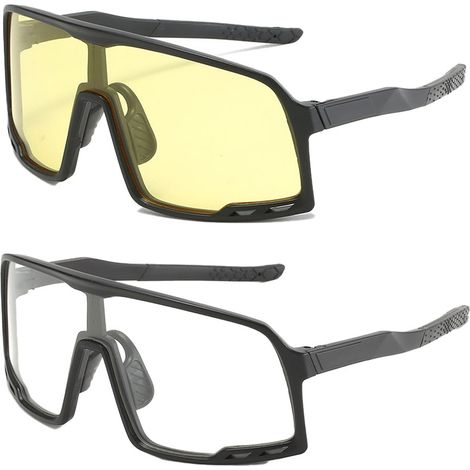 Lunettes De Cyclisme - Verres Élargis Anti-Vent - Convient À La Course À Pied Et À La Randonnée - 2 Paires (1/5)