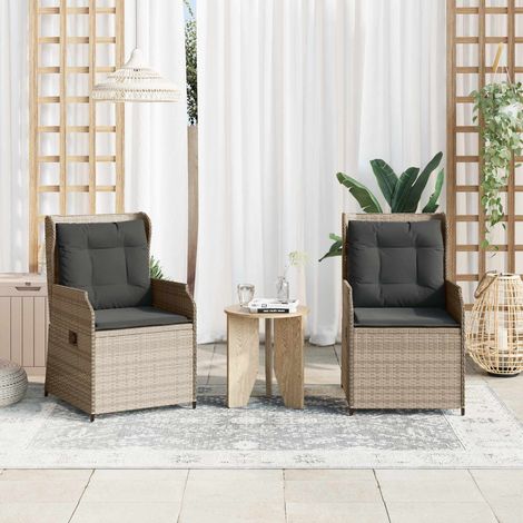 Gartenbank 2 pcs Hellgrau Poly-Rattan
