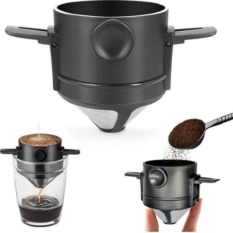 Inoxydable Filtre à Café Réutilisable en Acier Inoxydable Sans Papier Pliable Goutteur de Filtre à Café en Acier Inoxydable Réutilisable Sans Papier