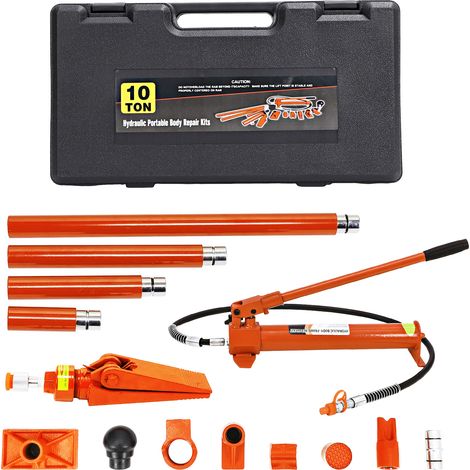Kit Porta Power hydraulique 12T (capacité réelle 10T) – Cric professionnel robuste – Pour châssis auto, camion, agricole, construction – Mallette plastique – Orange (RAL2004) – 12 tons Plastic carryi (1/5)