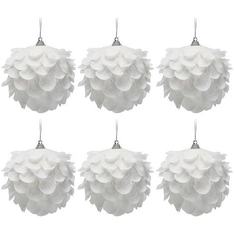 adornos navideños blancos con purpurina en forma de bola, adornos brillantes para el árbol de Navidad, adornos navideños colgantes, decoración para el árbol de Navidad. (1/5)