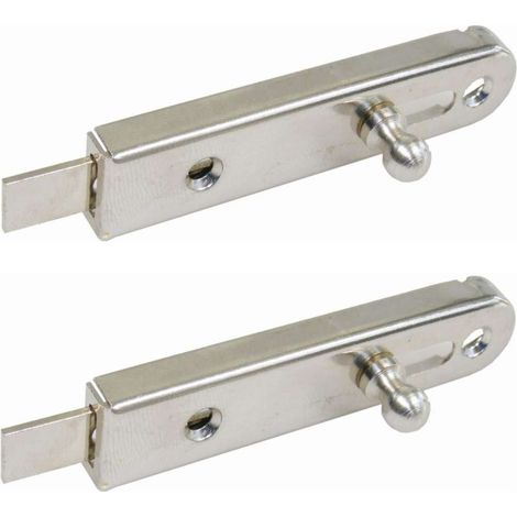 2x Verrou droit LEHMANN pour meuble avec languette de pêne droite en acier chromé finition nickelée à visser Levier Loquet Cadenas Fermeture Porte Rénovation DIY, 70 x 16mm