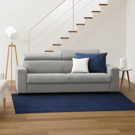 Dmora - Canapé Daara, Canapé 3 places, 100% Made in Italy, Canapé de salon à ouverture pivotante, avec appuis-tête réglables et accoudoirs fins, Cm 200x95h85, Gris (1/5)