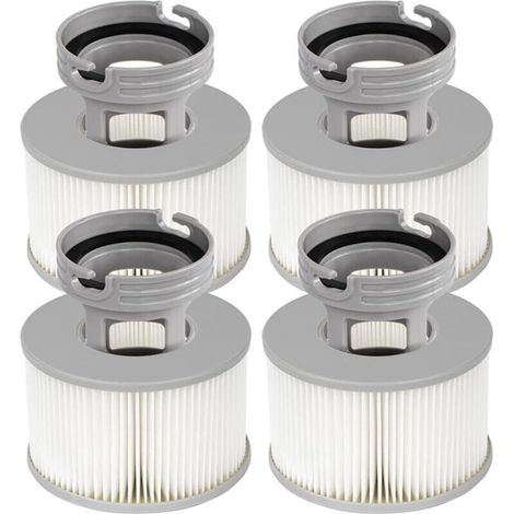 Lot de 4 filtres pour spa gonflable + adaptateur à visser inclus – Compatible avec tous les spas MSPA actuels, remplacement hautement efficace pour pompe à filtre (1/5)