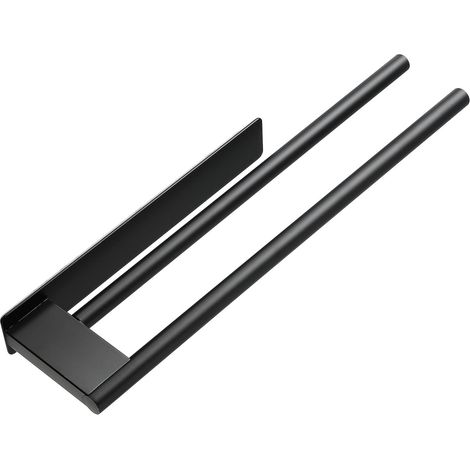 Porteserviettes autocollant double tige Sans perçage, en inox 304, noir, idéal pour salle de bain et cuisine