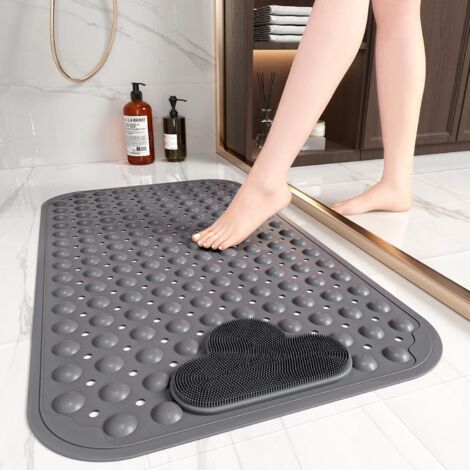 Tapis de douche antidérapant et anti-moisissure pour personnes âgées, 70 x 40 cm, tapis de bain avec massage des pieds, tapis de douche antidérapant pour douche intérieure, tapis de douche (1/4)