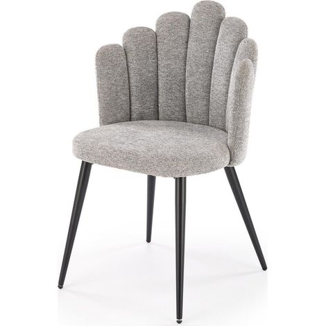 Chaise coquillage en tissu gris Aline (1/5)