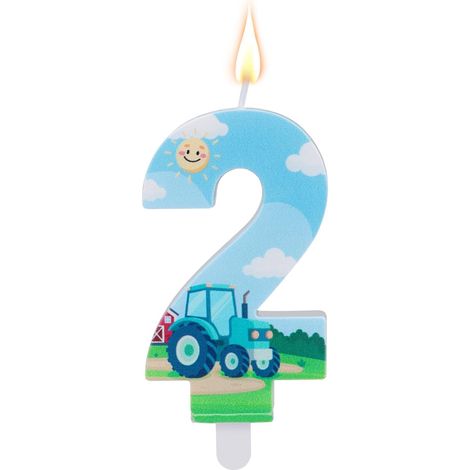 Farm Tractor Birthday Number Candle, Tractor Theme Cake Topper for Boys & Girls Birthday and Theme Party Gifts & Decoration Supplies (Number 2) (1/5)