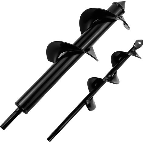 2 Pièces Tariere pour Perceuse, Noir Tarière Thermique, Mèche Jardin Tarière pour Ameublir Le Sol et Creuser des Trous en Jardinage (1/4)