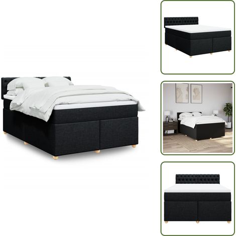 Boxspringbett mit Matratze Schwarz 140x200 cm Stoff - Boxspringbett - Boxspringbetten - Bett - Schlafzimmermöbel (1/5)