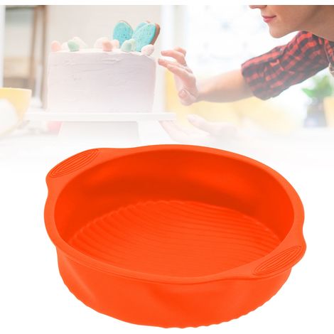 Moule à gâteau rond en silicone de 23 cm (9 pouces) antiadhésif, pour la cuisson du pain et la pâtisserie à domicile (orange) (1/5)