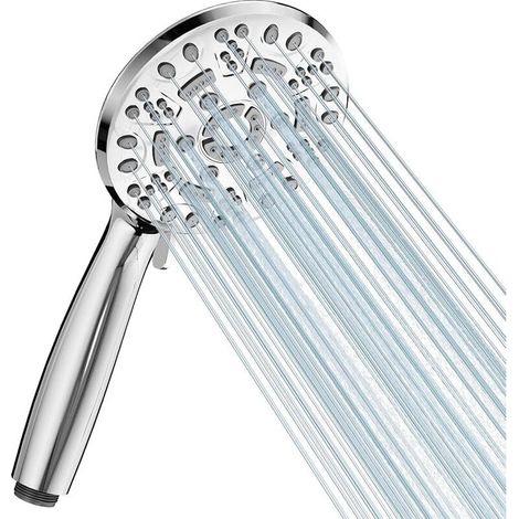 FOREHILL Wassersparender Duschkopf mit 8 Strahlarten, hohem Wasserdruck, großem Regeneffekt und Druckerhöhung (Chrom)