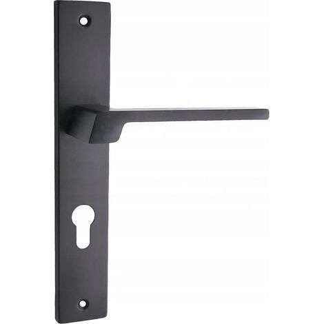 Maniglia per porta Domino CANTORO, nera, placca lunga, inserto da 72 mm