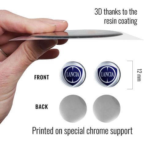 Lancia Adesivi 3D Logo - Dimensione: 12 MM - Colore: COLOR
