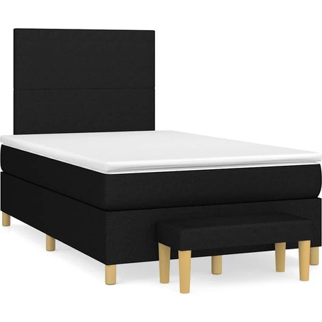 vidaXL Sommier à lattes de lit avec matelas noir 120x190 cm tissu (1/5)