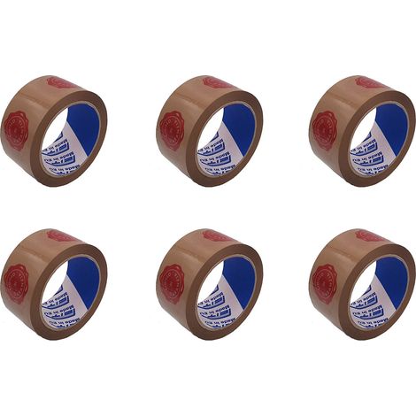 ACIT Nastro Adesivo marrone con Sigillo di Garanzia, Nastro per pacchi, Sigillo di garanzia adesivo, misura 66mt x 50mm (6 rotoli) (1/3)