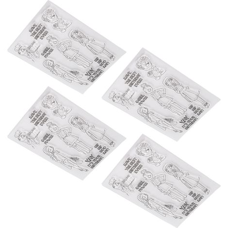 4 Tampons Souples Recyclables pour Scrapbooking DIY, Autocollants Transparents Réutilisables pour Album Photo (1/5)