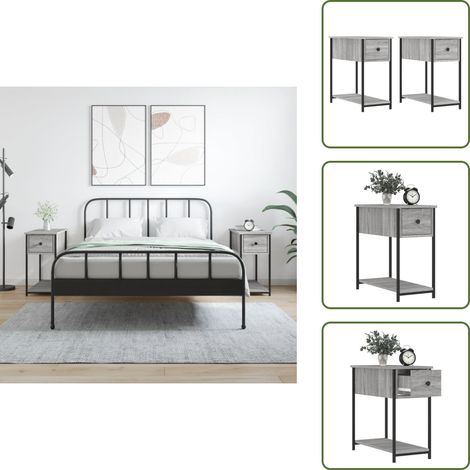 Nachttische 2 Stk. Grau Sonoma 30x60x60 cm Holzwerkstoff - Nachttische - Grau - Holzmöbel - Schlafzimmermöbel - Kommode