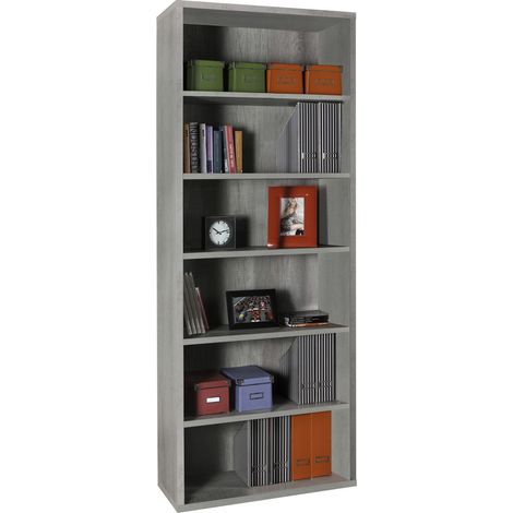 Kit libreria Pratico cm 35,7x81,6x217h in melaminico colore cemento - Salone (1/2)