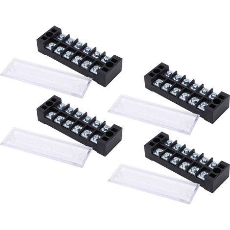 Bornier à vis double rangée, bloc de bornes pour courant élevé avec couvercle, 600 V, 25 A, 4 pièces, 6 positions (2506) (1/5)