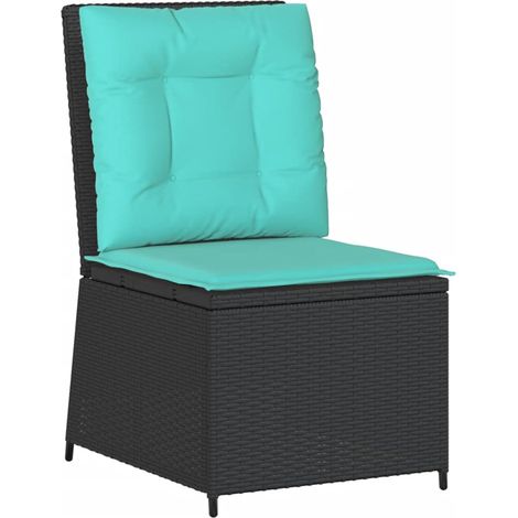 Canapé inclinable de jardin avec coussins noir résine tressée vidaXL (1/5)