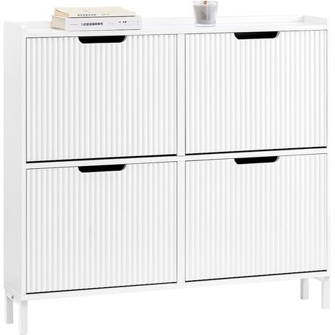 SoBuy 4 Flip-drawers Shoe Rack Shoe Storage Cupboard Organizer,FSR177-L-W