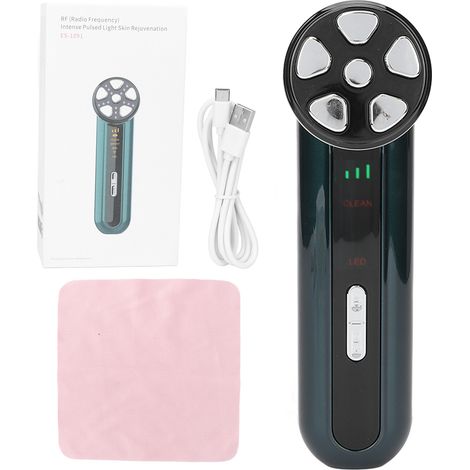 Appareil de rajeunissement cutané RF - Masseur liftant vert à vibration, lumière colorée et micro-courant (1/5)