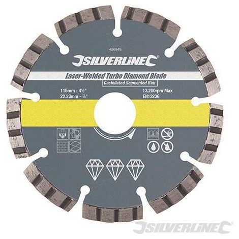 Silverline Lama disco diamantata con bordature turbo a laser per edilizia