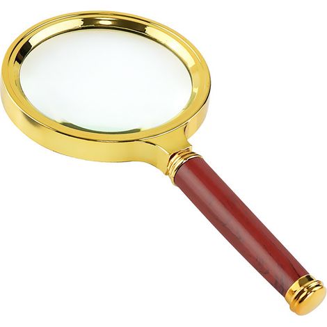 Loupe à main 10x avec manche en bois, cadre en alliage de zinc, portable 155x70x15mm, idéale pour lecture et examen de précision (1/5)