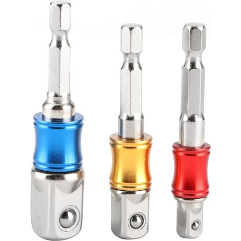 Lot de 3 adaptateurs hexagonaux pour embouts de perçage, douilles 1/4, 3/8 et 1/2 pouce pour visseuse à percussion électrique Type A (1/5)