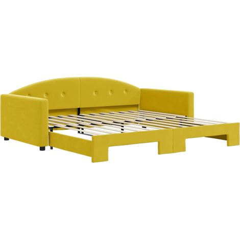 Lit de jour avec lit gigogne jaune 100x200 velours (1/5)