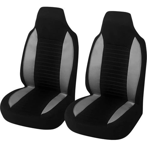 Housses de SièGe Voiture, 2 Pcs Protections de SièGe Avant de Voiture, Siège Auto Respirant, Imperméable et Antidérapant, Compatible avec Les Voitures, Les SUV et Les Camions (Gris) (1/5)