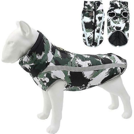 Ropa de invierno para perros: Chaqueta cálida impermeable para bulldog francés, chaleco para perros pequeños, medianos y grandes, color negro y blanco. (1/5)