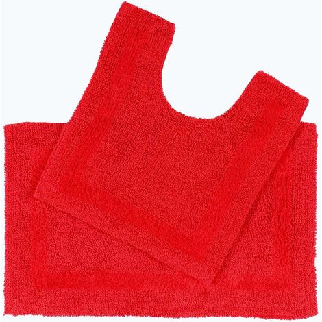 HOMESCAPES 2-tlg. Badgarnitur rot aus 100% Baumwolle