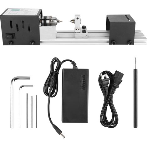 Tour à bois mini machine perles polissage coupe ponçage équipement bricolage 110-240V prise US (1/5)